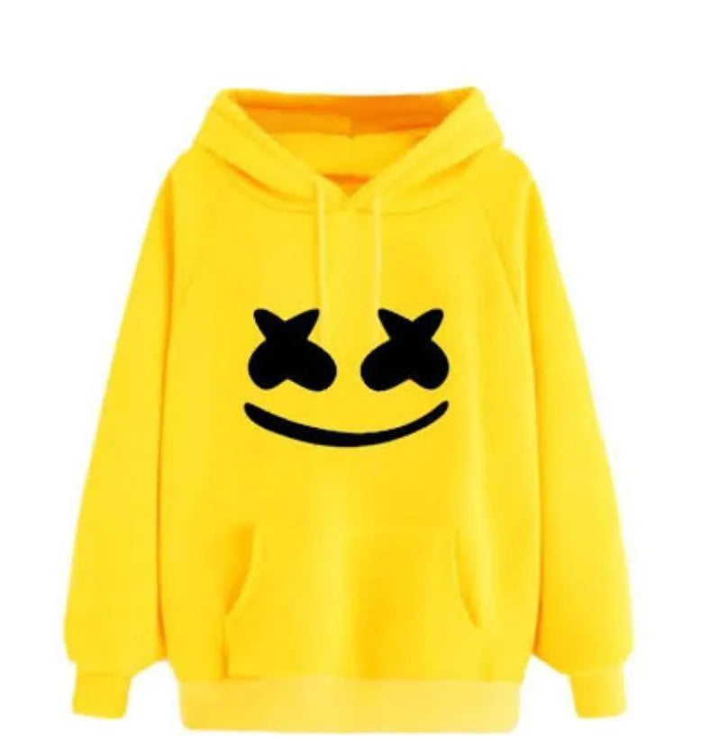 (Yellow smile) polyester fleece printed Hoodie