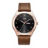 TOMI T-030 Men's Watch Date Day Quartz Leather Straps