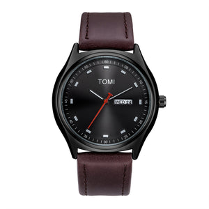 TOMI T-030 Men's Watch Date Day Quartz Leather Straps